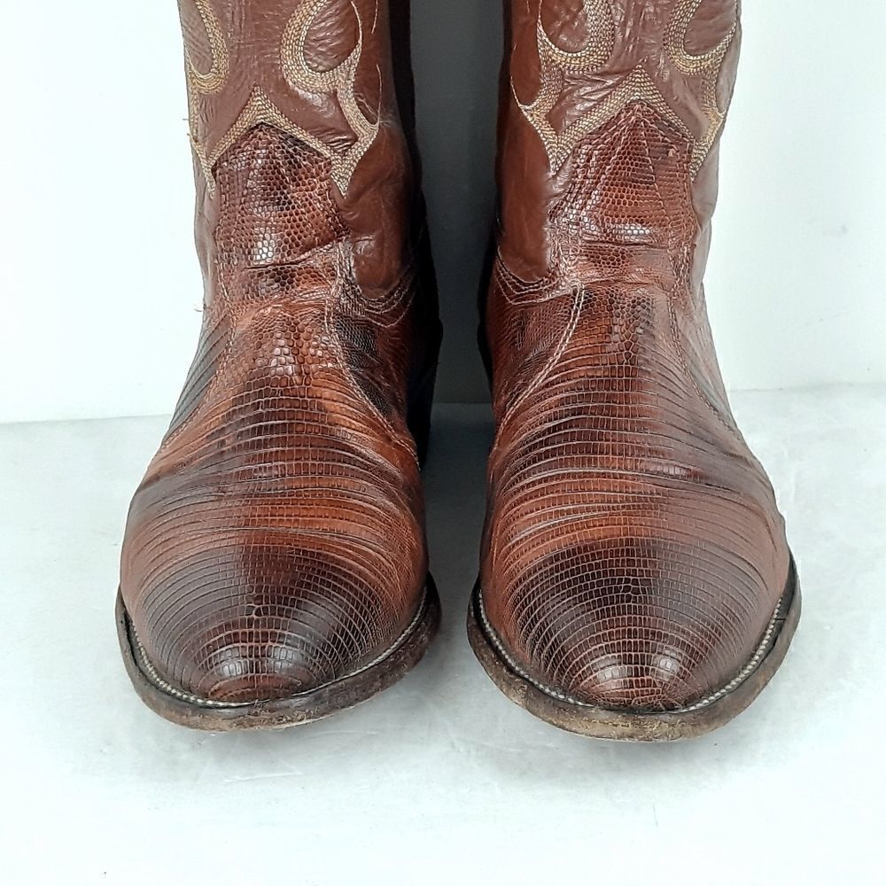 Nocona men's bulhide brown/tan genuine leather  western boots size 8D - Picture 3 of 11